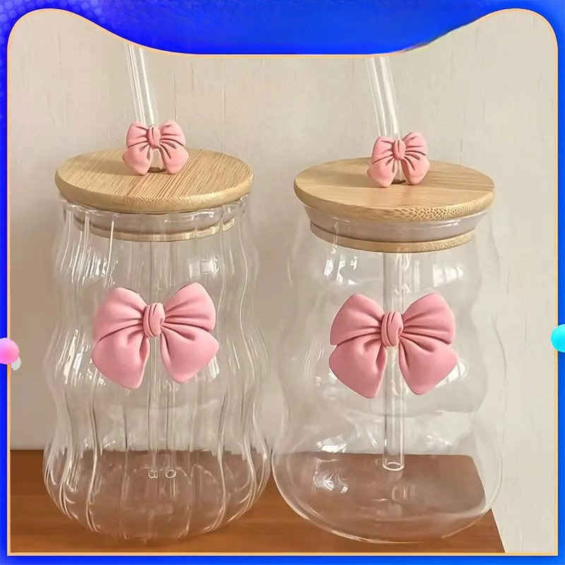 Bean Hopper Lid - 500ml Glass Tumbler with Straw Mason