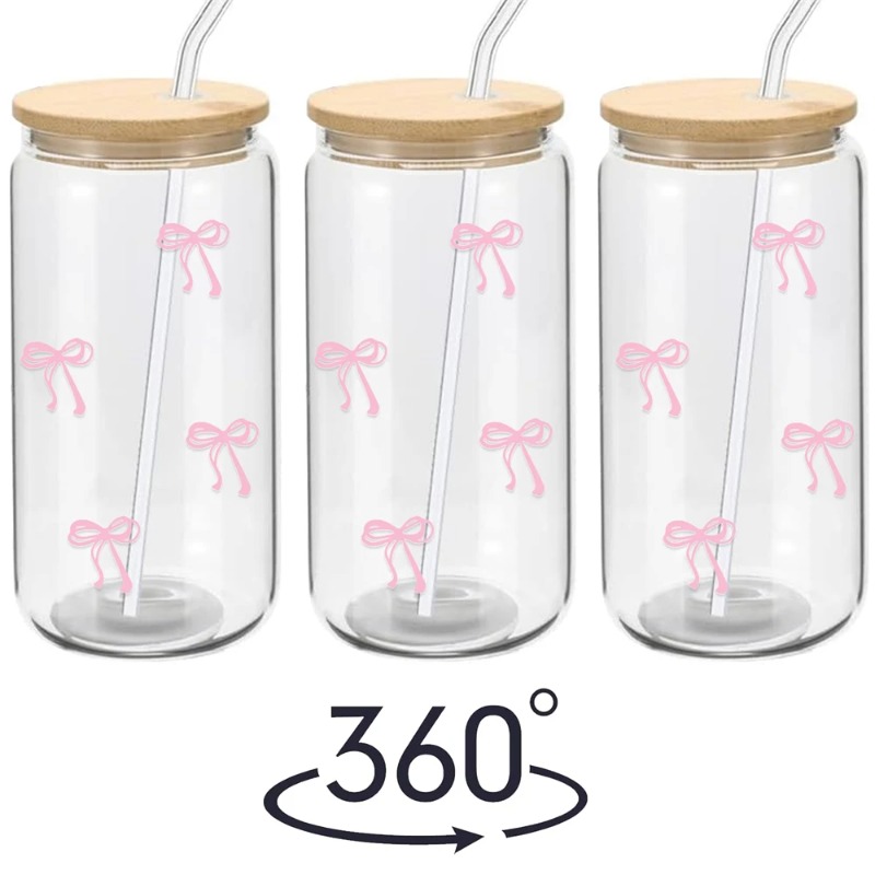 1pc Cute Bow Glass Cup 500ml T - огляд і ціна Bean Hopper Lid