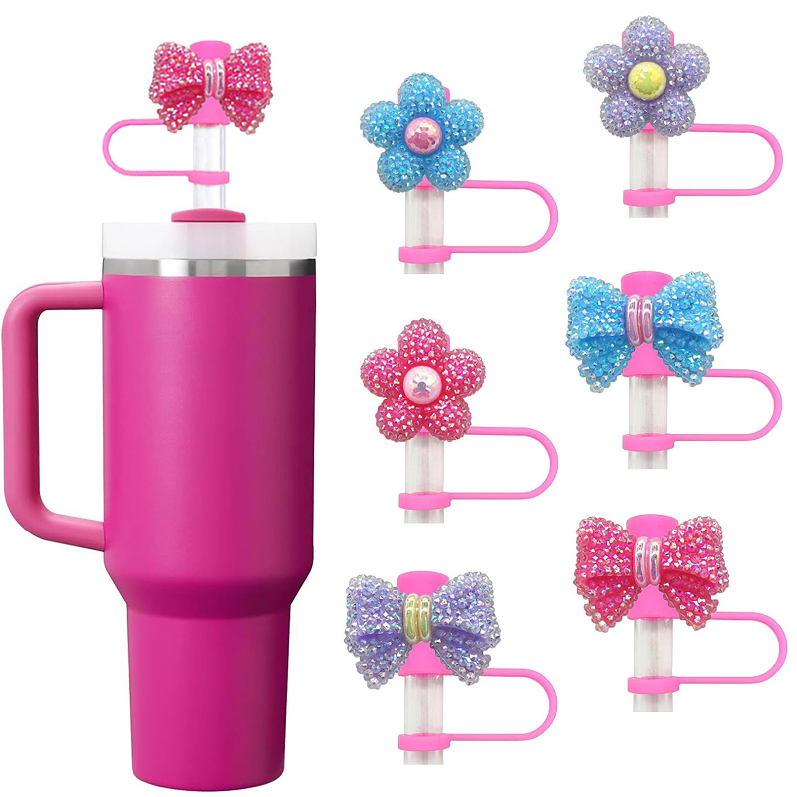 Cute Flower Bow Straw Covers C - огляд і ціна Bean Hopper Lid