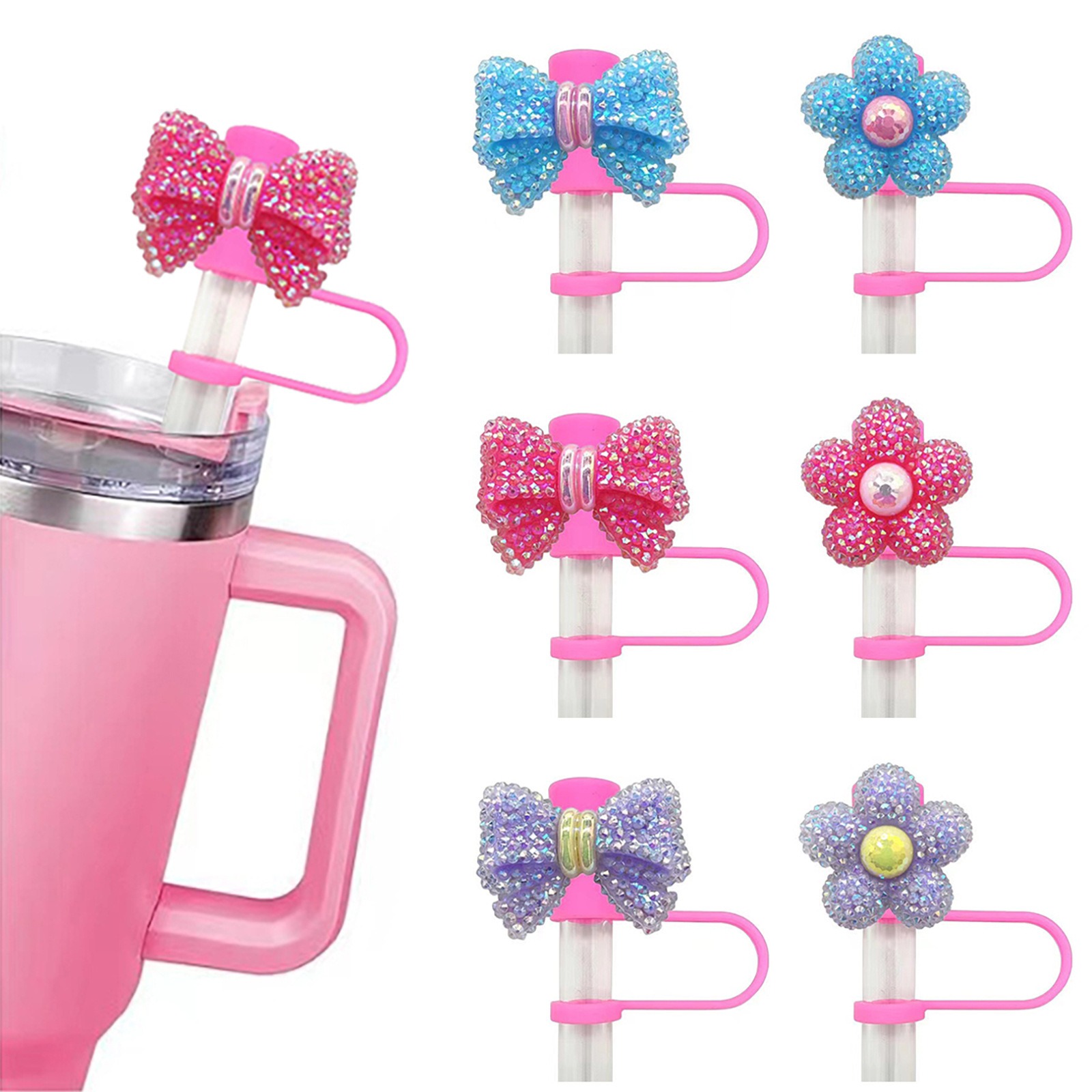 Cute Flower Bow Straw Covers C - огляд і ціна Bean Hopper Lid