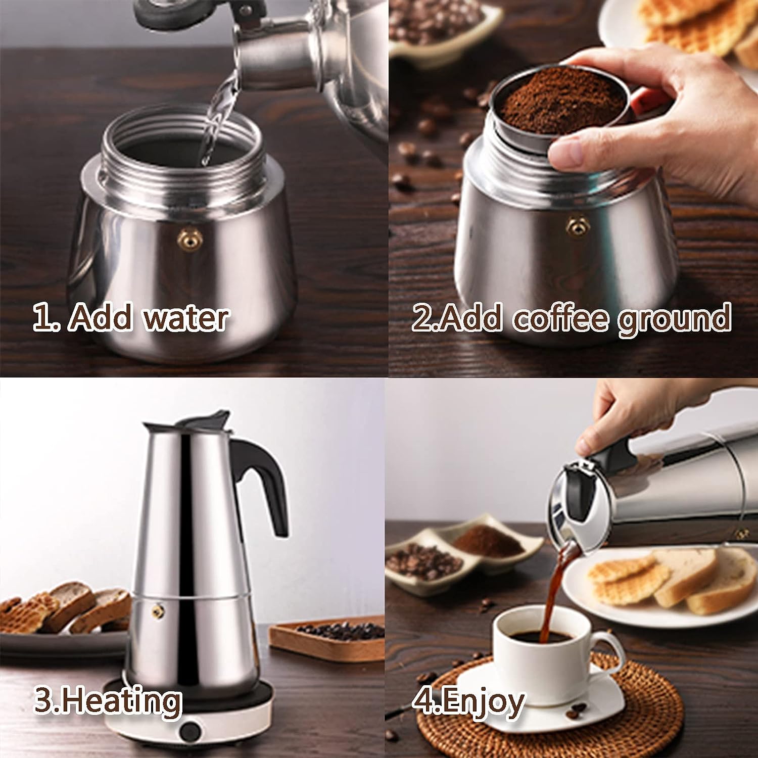 4/6/9 Cups Moka Pot Caffe Mach - огляд і ціна Coffee Equipment Tools